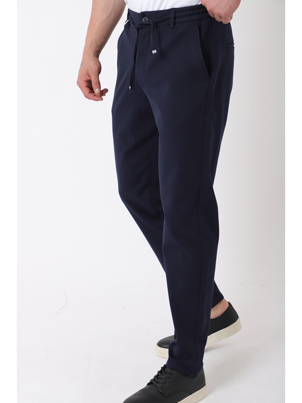 Lacivert Bel Lastikli Spor En Boy Jogger Pantolon CPT-4_0400-3