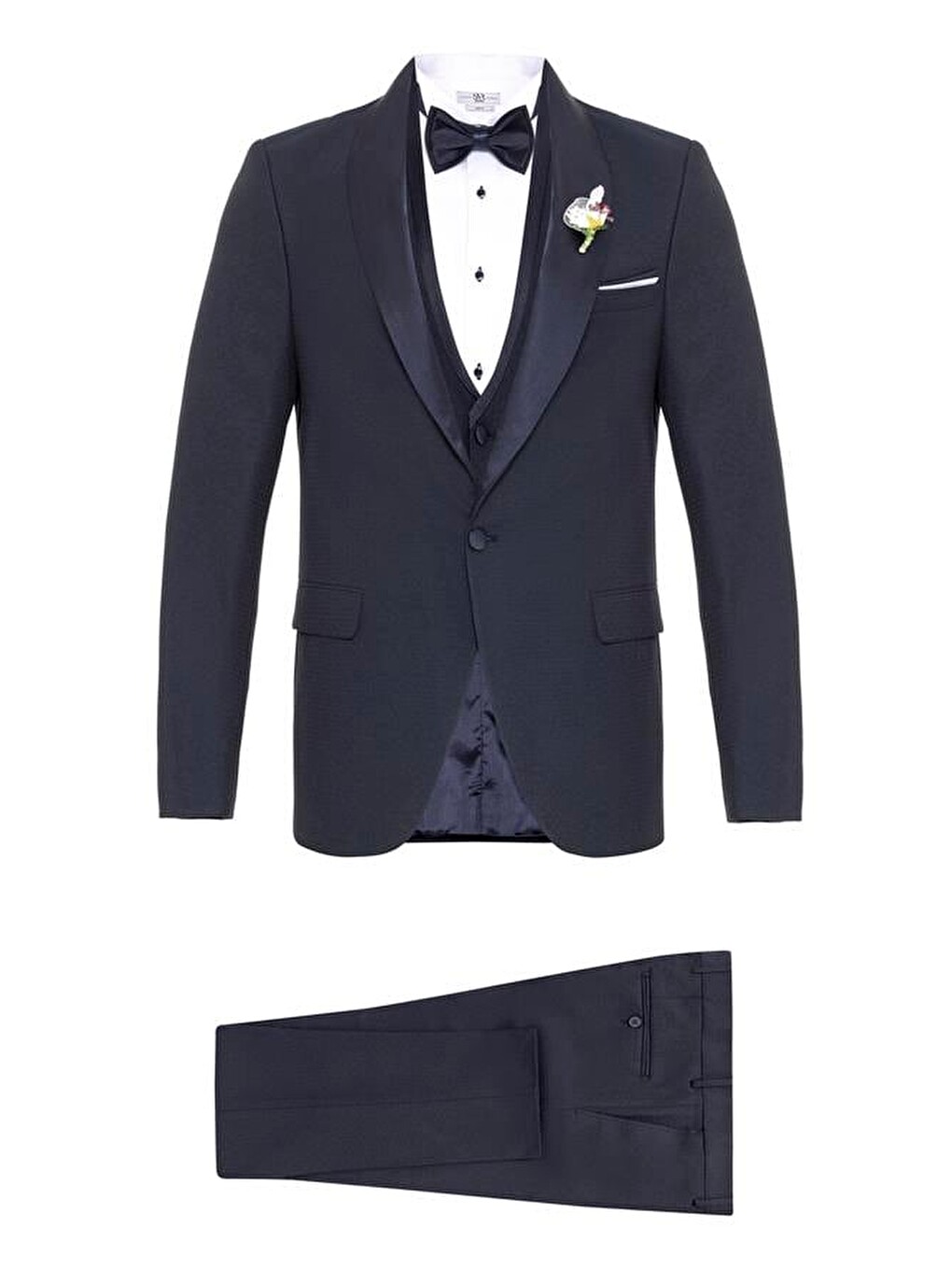 Lacivert Slim Armürlü 6 Drop Smokin Takım Elbise