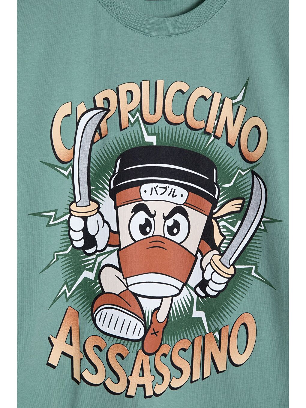 Yeşil Karakter Baskılı Bisiklet Yaka Tişörtlü Erkek Çocuk Şortlu Takım 23841-3