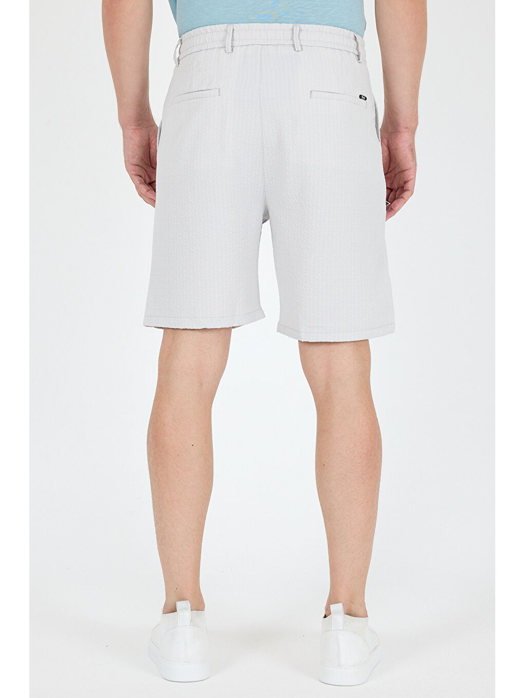 Bej Erkek Çizgili Cepli Yazlık Şort - Rahat Kalıp Spor ve Günlük Kullanıma Uygun Şort 2314-3