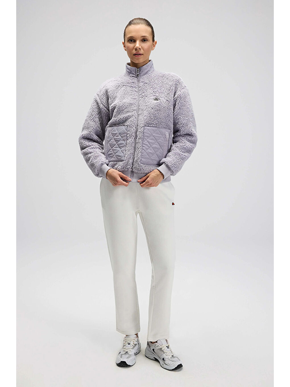 Lila Logolu Regular Fit Dik Yaka Kadın Polar Mont EF525-LC-3