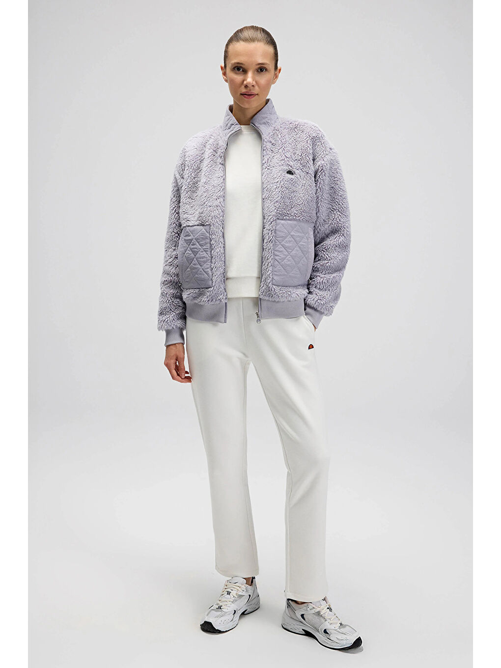 Lila Logolu Regular Fit Dik Yaka Kadın Polar Mont EF525-LC-4