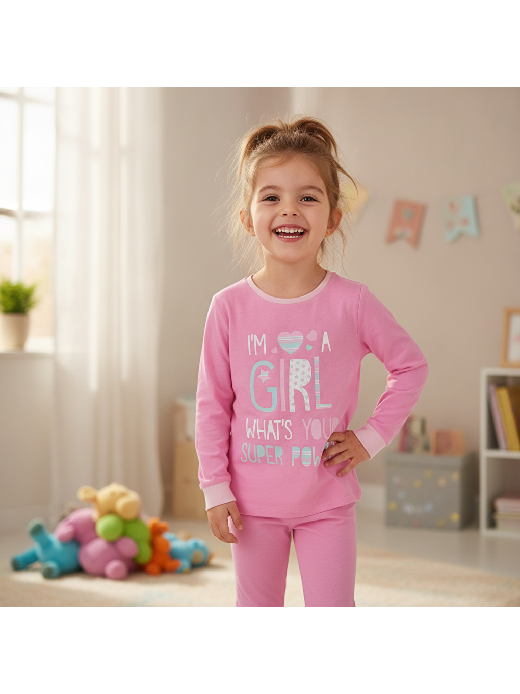 Pembe Çocuk Gril Baskılı 2'Li Takım Cb1016-2