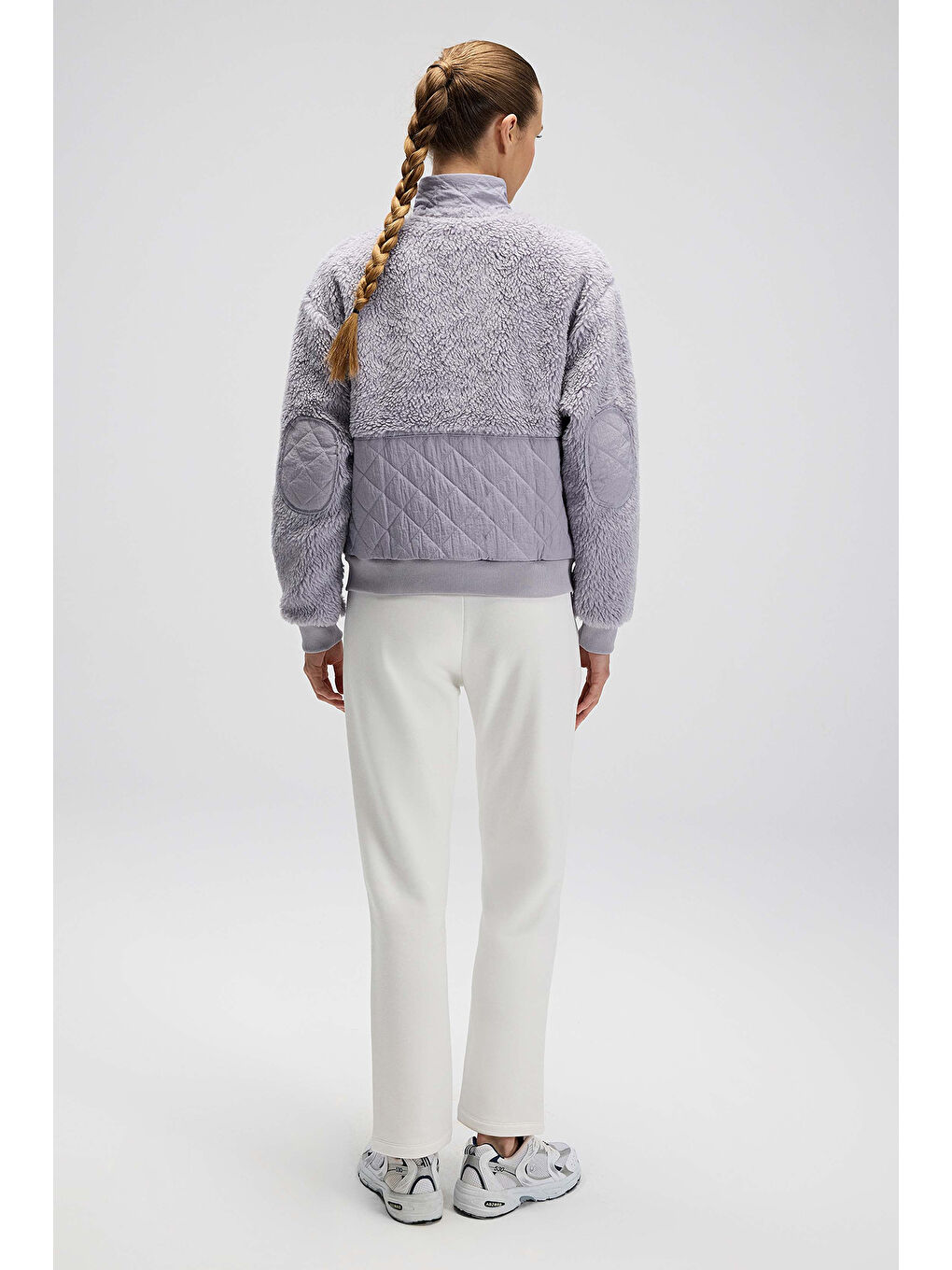 Lila Logolu Regular Fit Dik Yaka Kadın Polar Mont EF525-LC-5