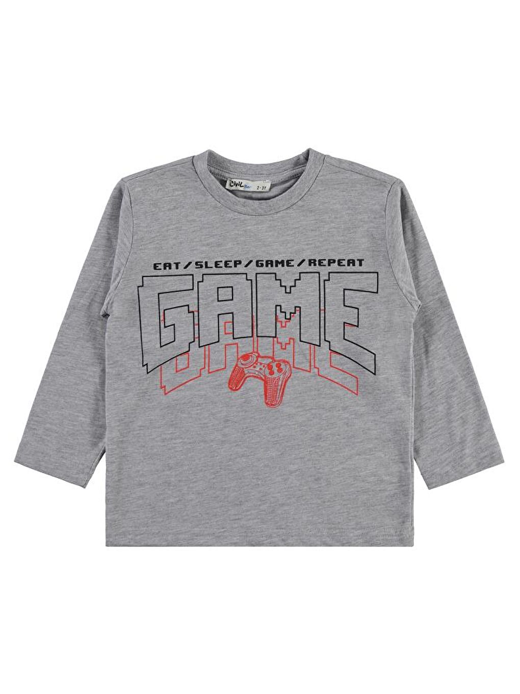 Boys Game Baskılı 2-5 Yaş Sweatshirt - Gri 4-5 Yaş