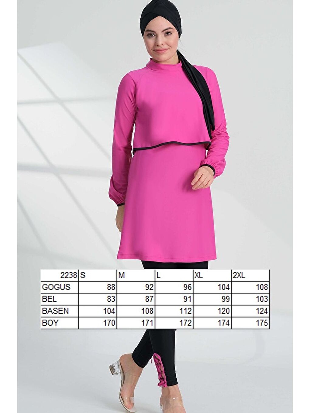 Elastanlı Tam Kapalı Tesettür Mayo 2238 Sena Fuşya-4
