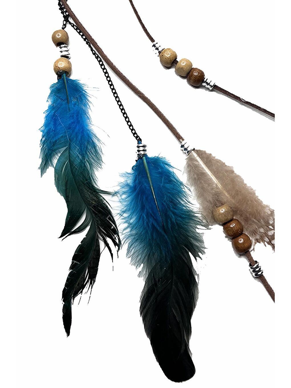 Mavi Bohem Tüylü  Saç Zinciri Rasta Saç İpi-3