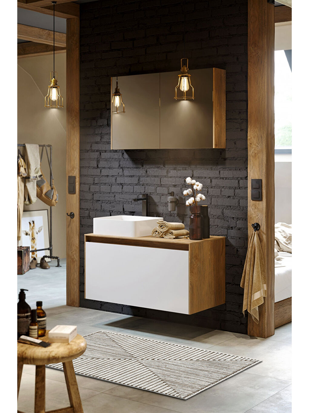 Beyaz Dekoratif Özel Tasarım Yıkanabilir İnce Kaymaz Tabanlı Modern Halı KECE FR18-3