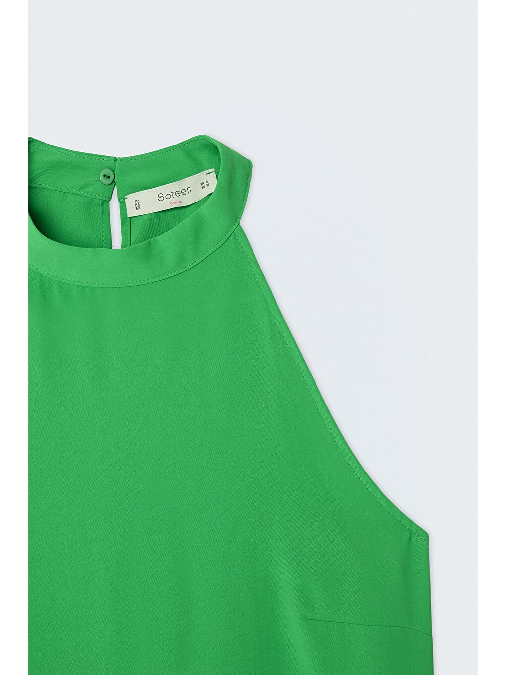Halter Yaka Bluz - Yeşil-5