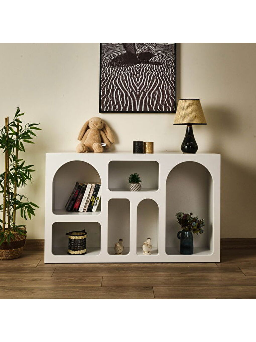 Bohem Konsol - Beyaz - 74x38x120 cm-3