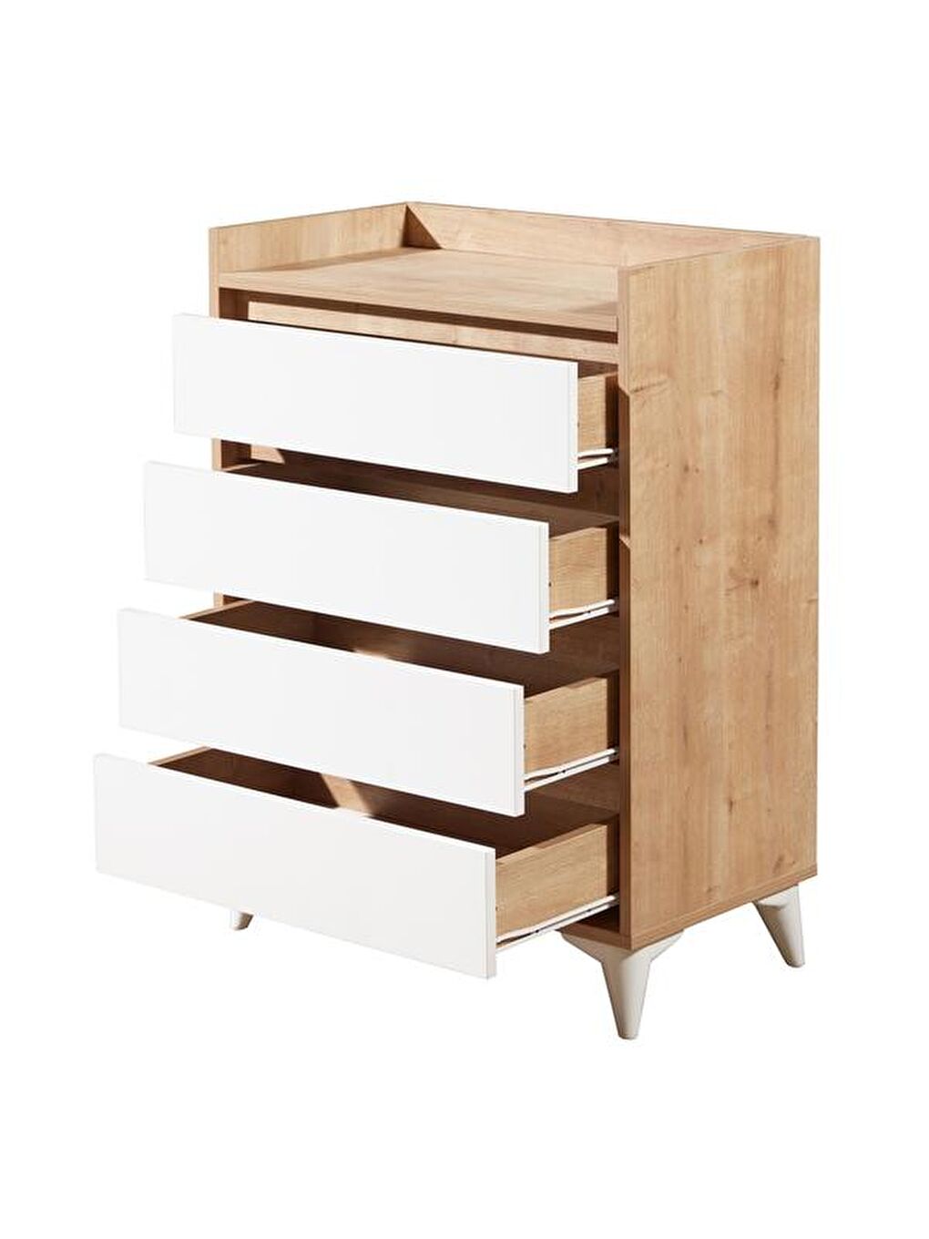 Kahverengi Verona 4 Çekmeceli Şifonyer - Safir Meşe / Beyaz-1