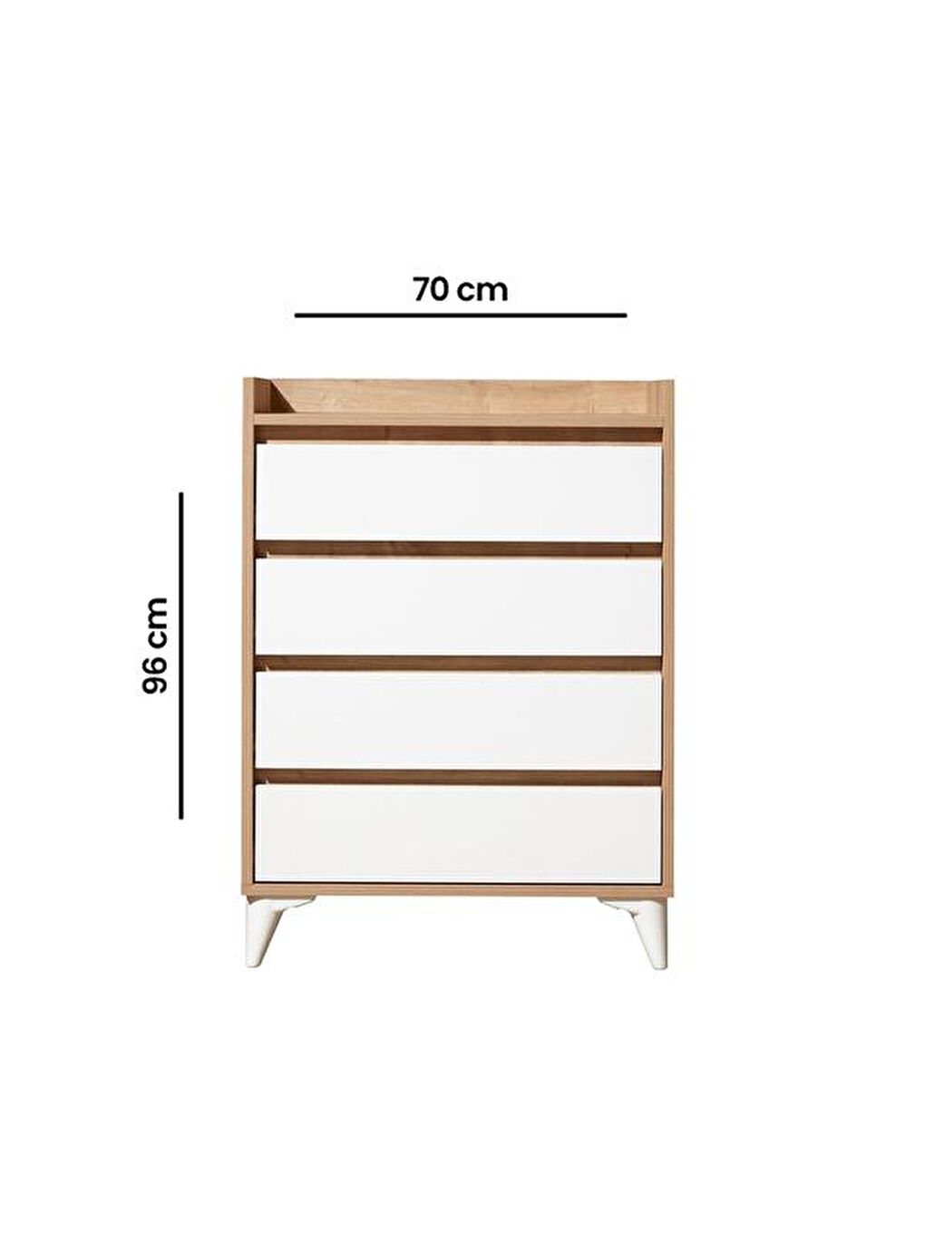 Kahverengi Verona 4 Çekmeceli Şifonyer - Safir Meşe / Beyaz-3