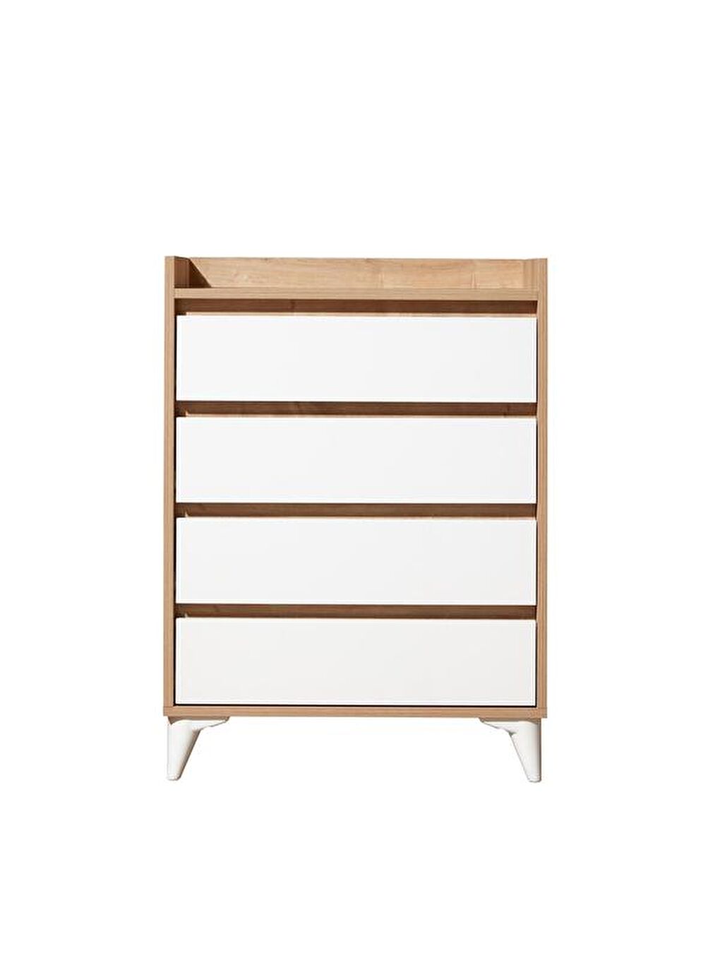 Kahverengi Verona 4 Çekmeceli Şifonyer - Safir Meşe / Beyaz-5