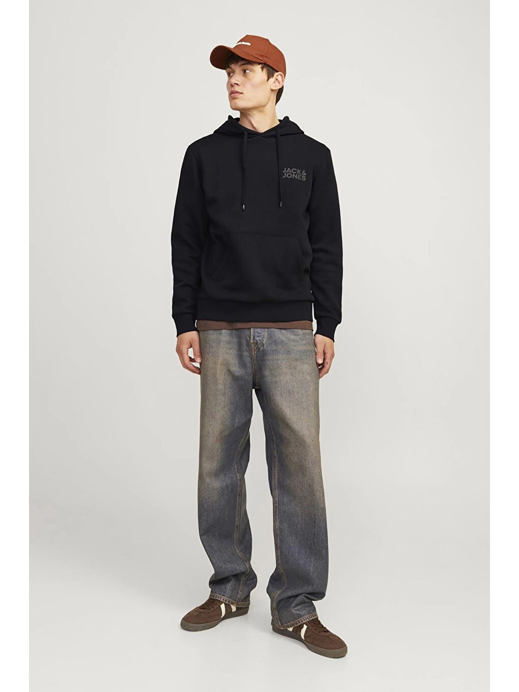 Jack & Jones Siyah Jjecorp Regular Fit Kapüşonlu Erkek Sweat 12152840 - 1