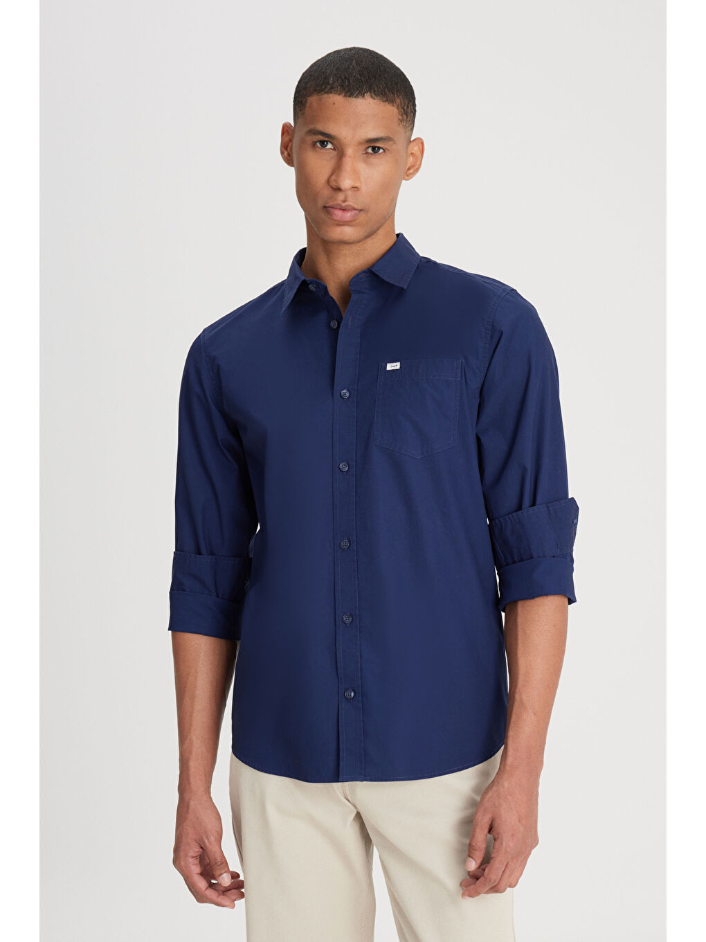 Regular Fit Normal Kesim %100 Pamuk Lacivert Gömlek-1