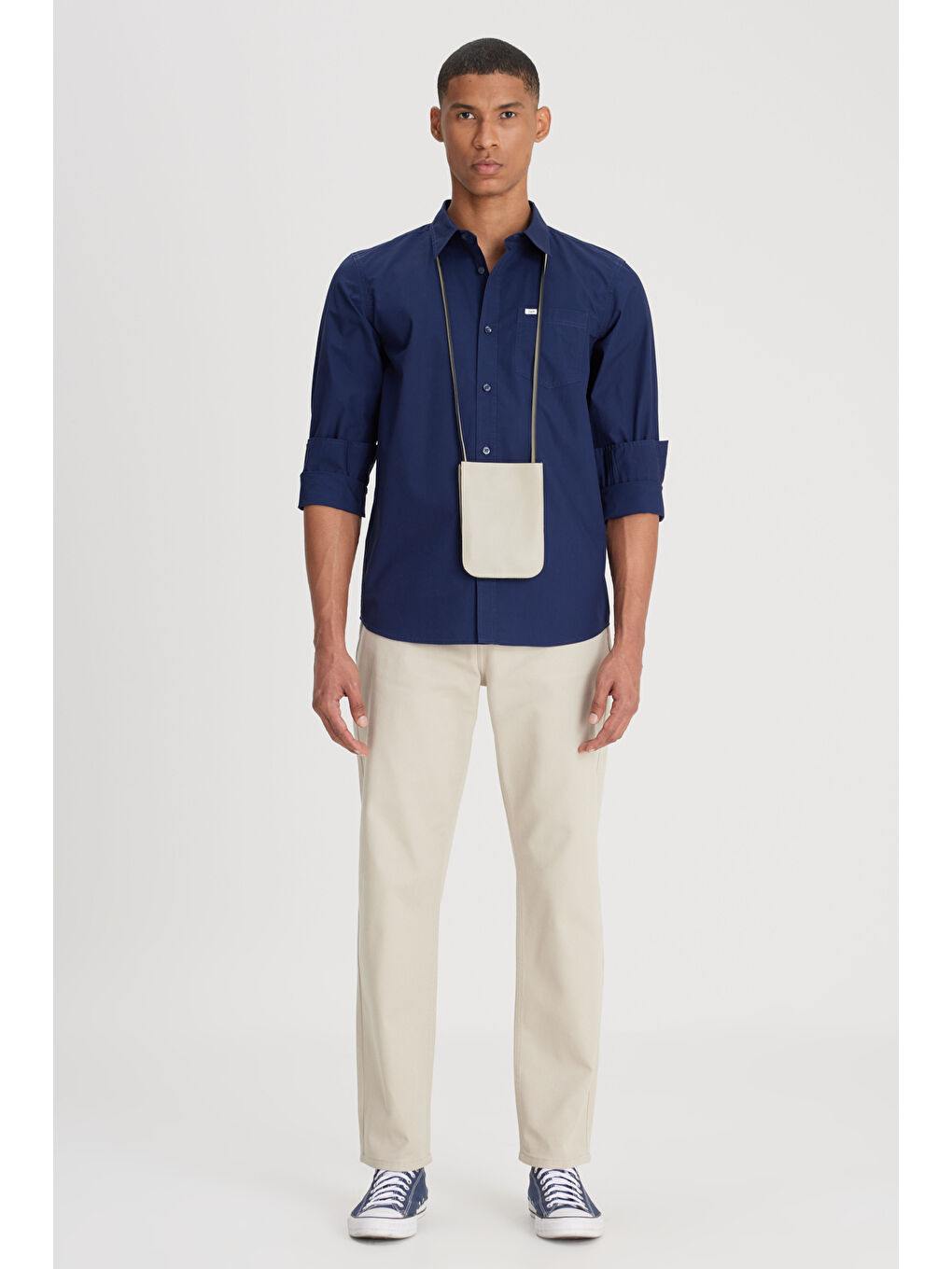 Regular Fit Normal Kesim %100 Pamuk Lacivert Gömlek-2