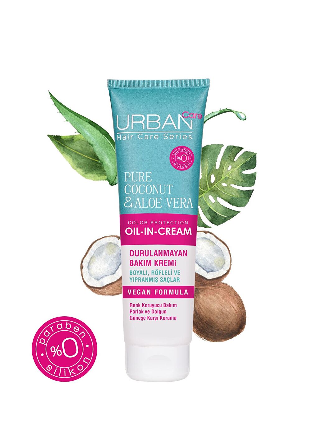 Urban Care Pure Coconut&Aloe Vera Boyalı Saçlar Renk Koruyucu Durulanmayan Saç Kremi-150ML-Vegan - 2