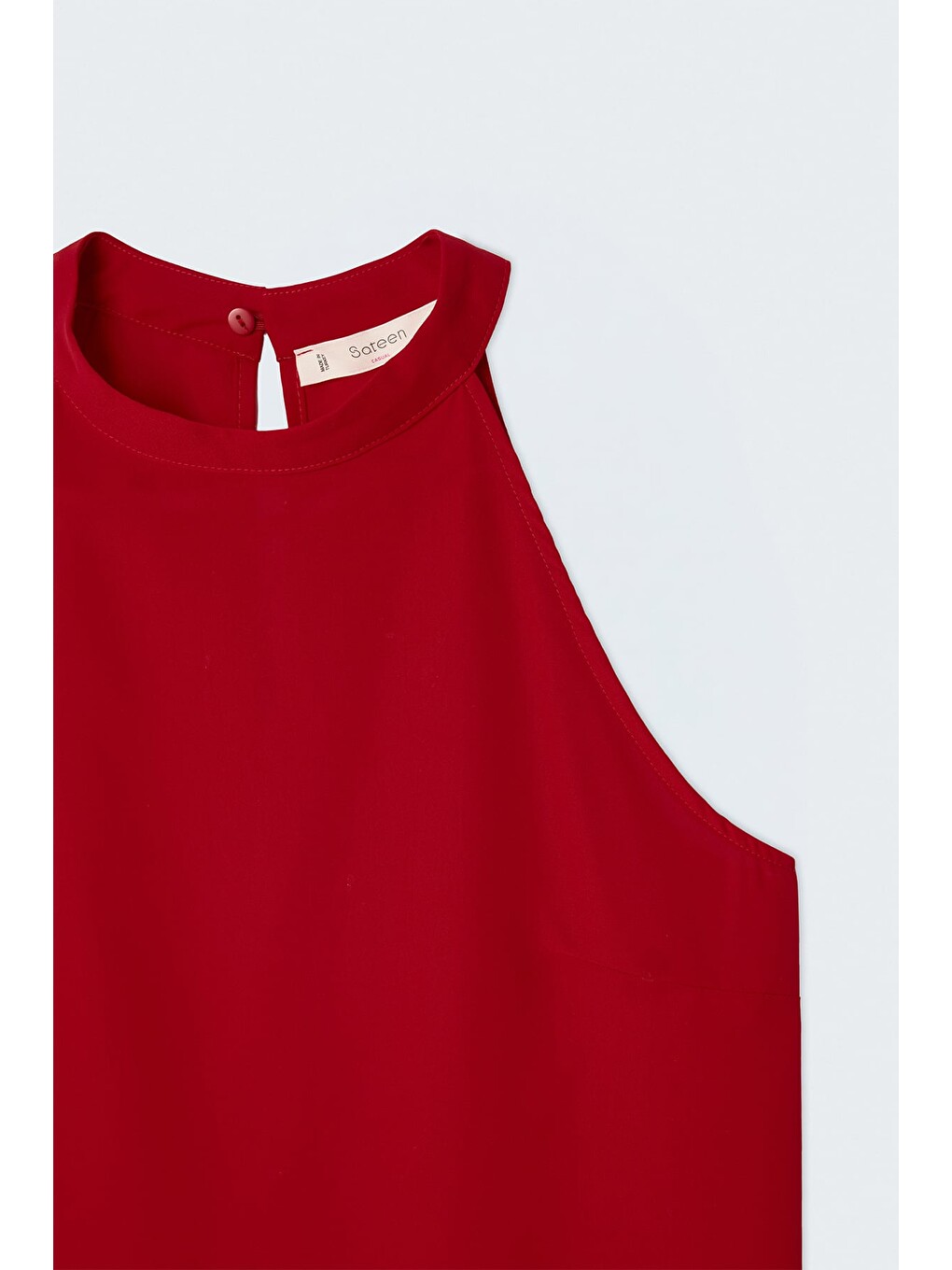 Halter Yaka Bluz - Kırmızı-4