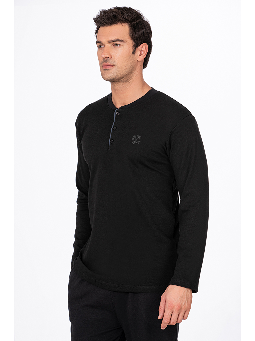 Erkek İnterlok Pamuklu Pijama Takımı | Siyah 030-1