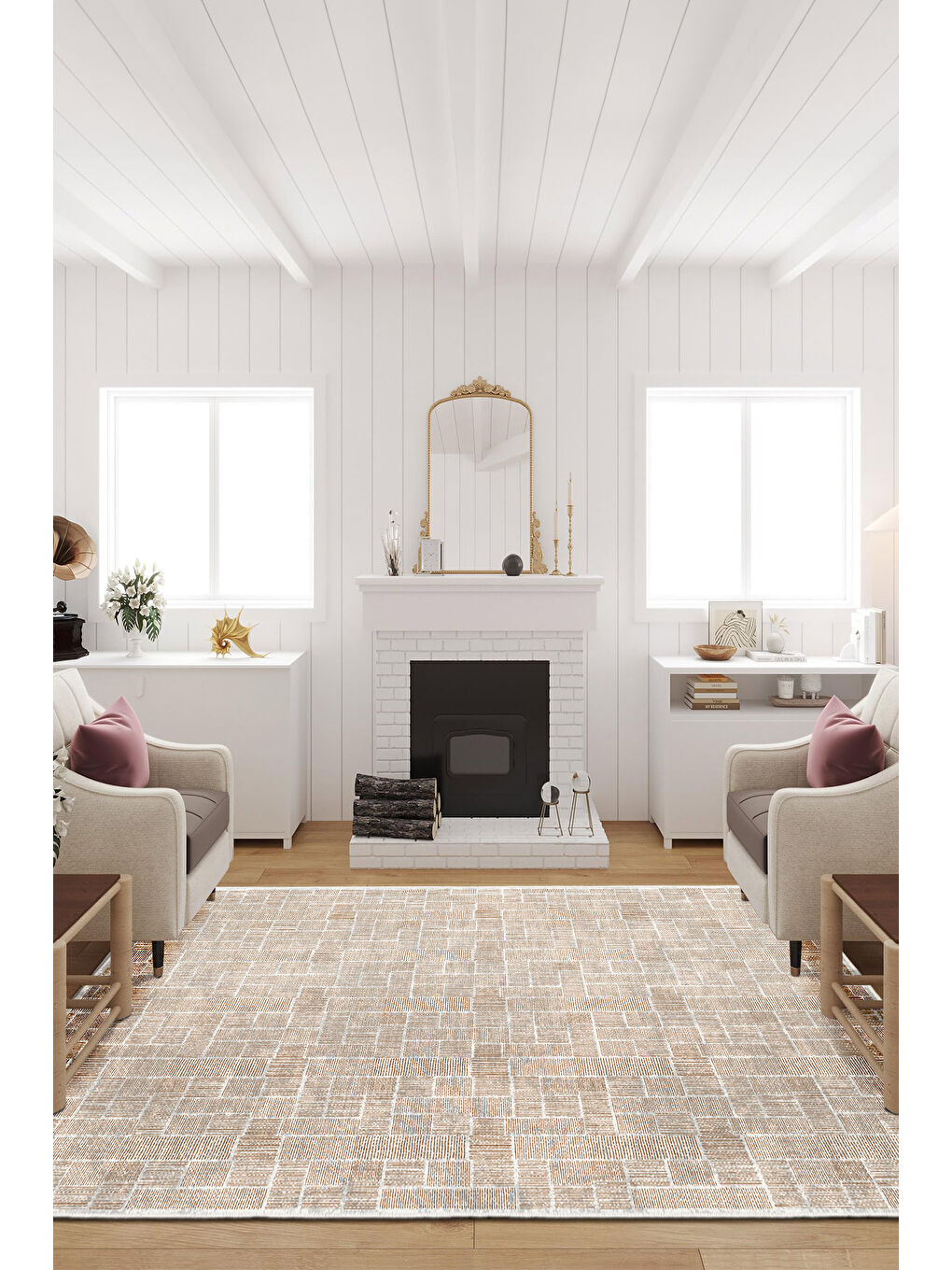 Turuncu Dekoratif Özel Tasarım Yıkanabilir İnce Kaymaz Tabanlı Modern Halı KECE FR18-2