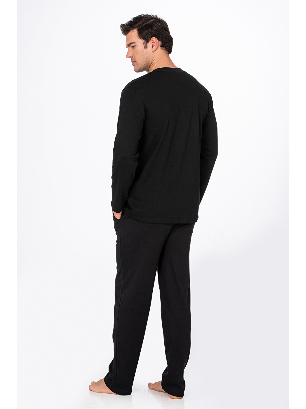Erkek İnterlok Pamuklu Pijama Takımı | Siyah 030-2