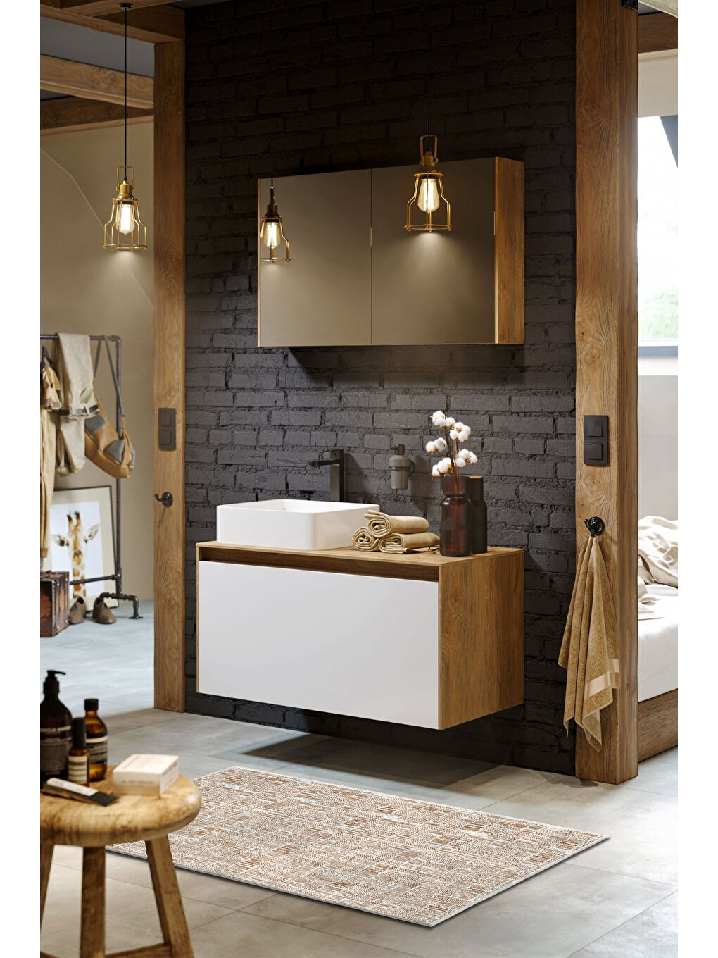 Turuncu Dekoratif Özel Tasarım Yıkanabilir İnce Kaymaz Tabanlı Modern Halı KECE FR18-3