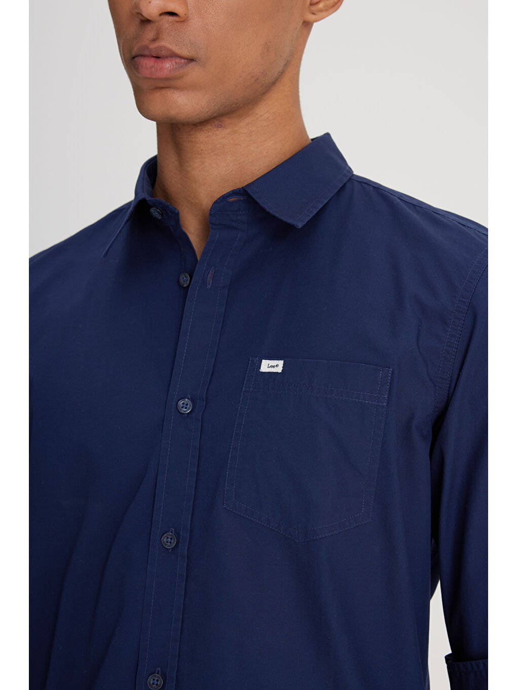 Regular Fit Normal Kesim %100 Pamuk Lacivert Gömlek-4