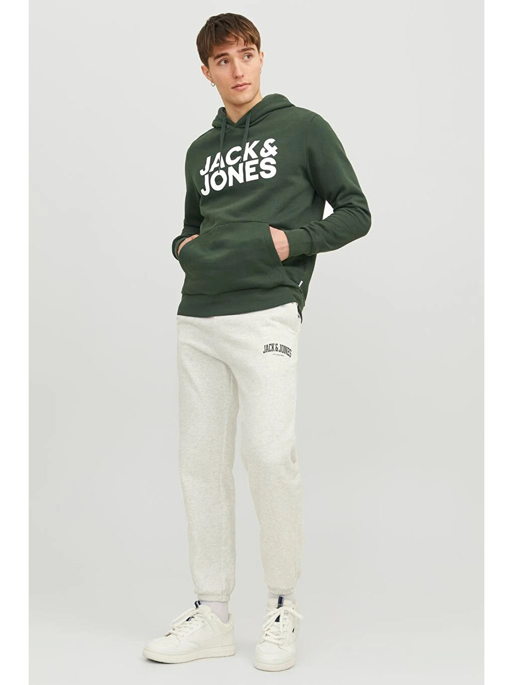 Jack & Jones Koyu Yeşil Jjecorp Regular Fit Kapüşonlu Erkek Sweat 12152840 - 1