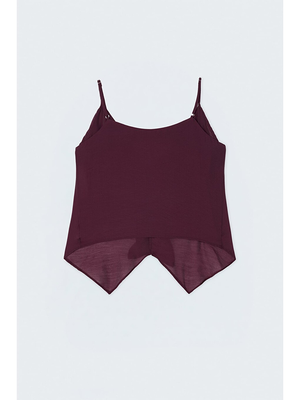 Fırfır Detaylı Askılı Bluz - Bordo-6