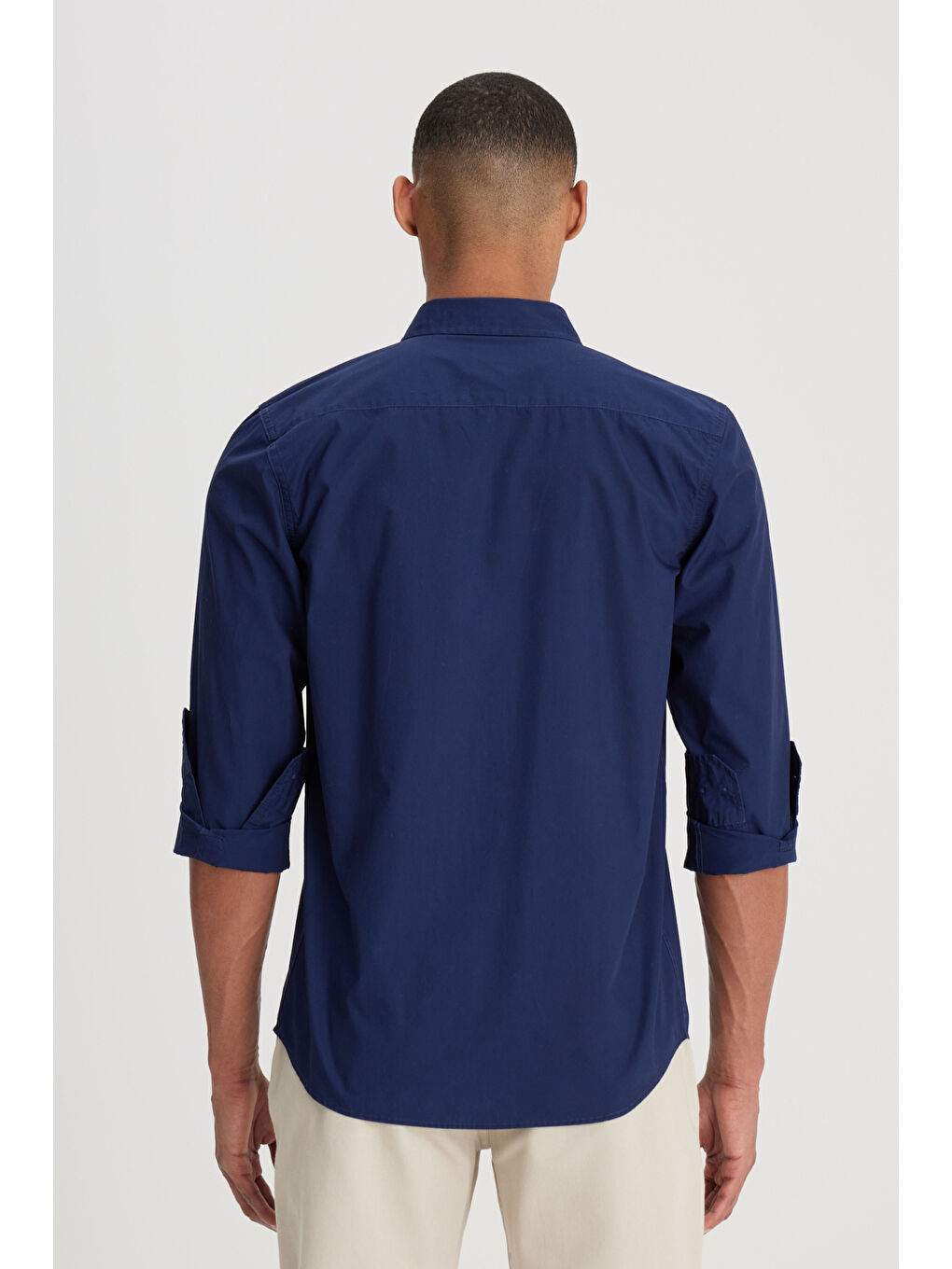 Regular Fit Normal Kesim %100 Pamuk Lacivert Gömlek-5