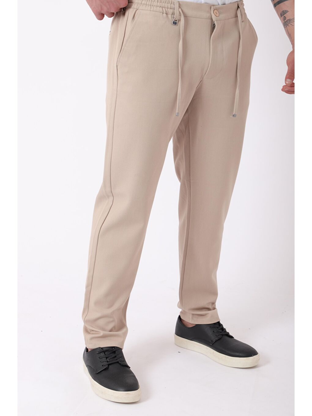 Gri Bel Lastikli Spor En Boy Jogger Pantolon CPT-4_0400-6