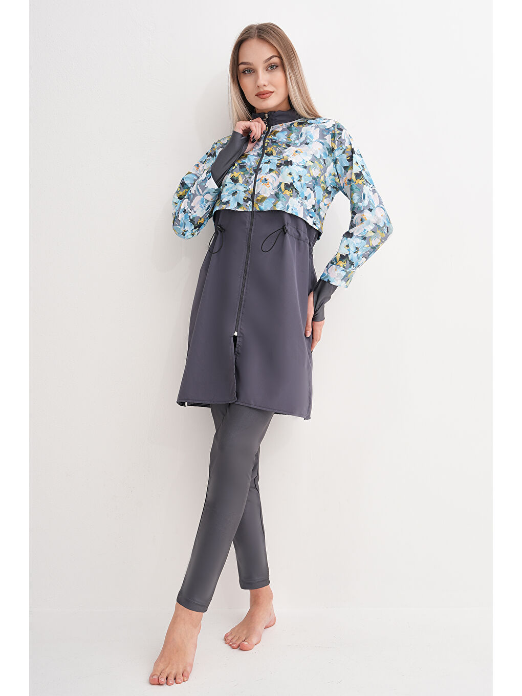 Tam Kapalı Tesettür Mayo 2322 Pera Sarılar Gri