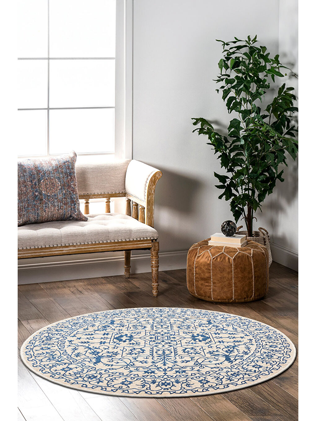 Mavi Dekoratif Özel Tasarım Yıkanabilir İnce Kaymaz Tabanlı Modern Halı KECE FR20-2