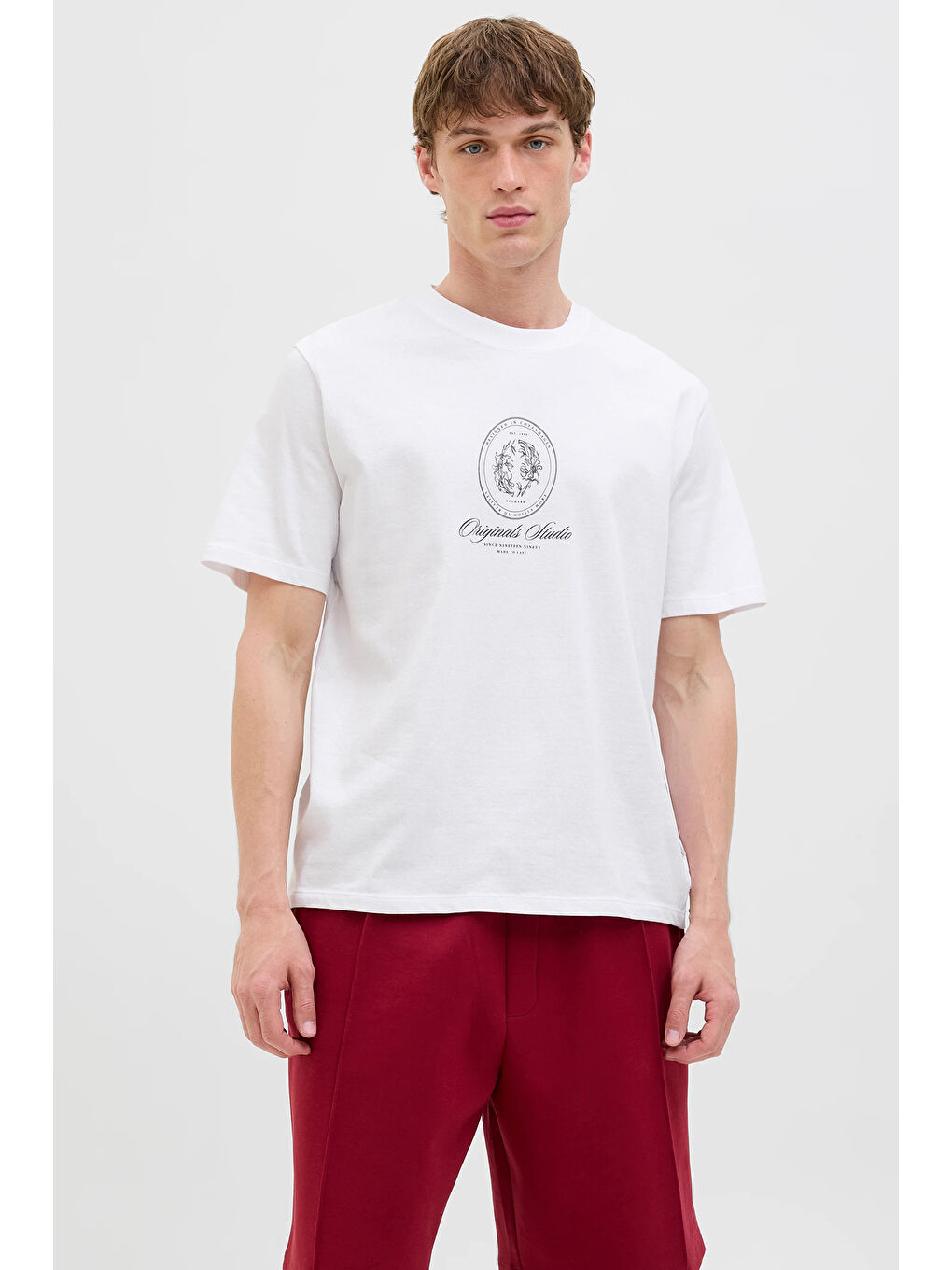 Beyaz Originals Jordia Baskılı Pamuklu Relaxed Fit Bisiklet Yaka %100 Pamuk Tişört 12286609