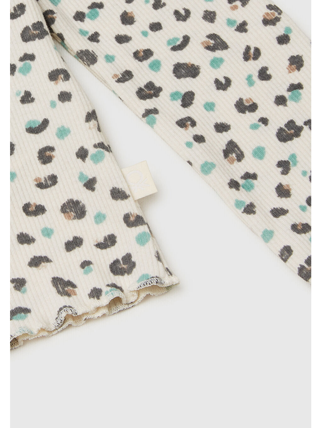 Ekru Kız Çocuk Krem Mix Tamamı Desenli Ribana Yarım Yaka Slim Fit Uzun Kollu T-Shirt-2