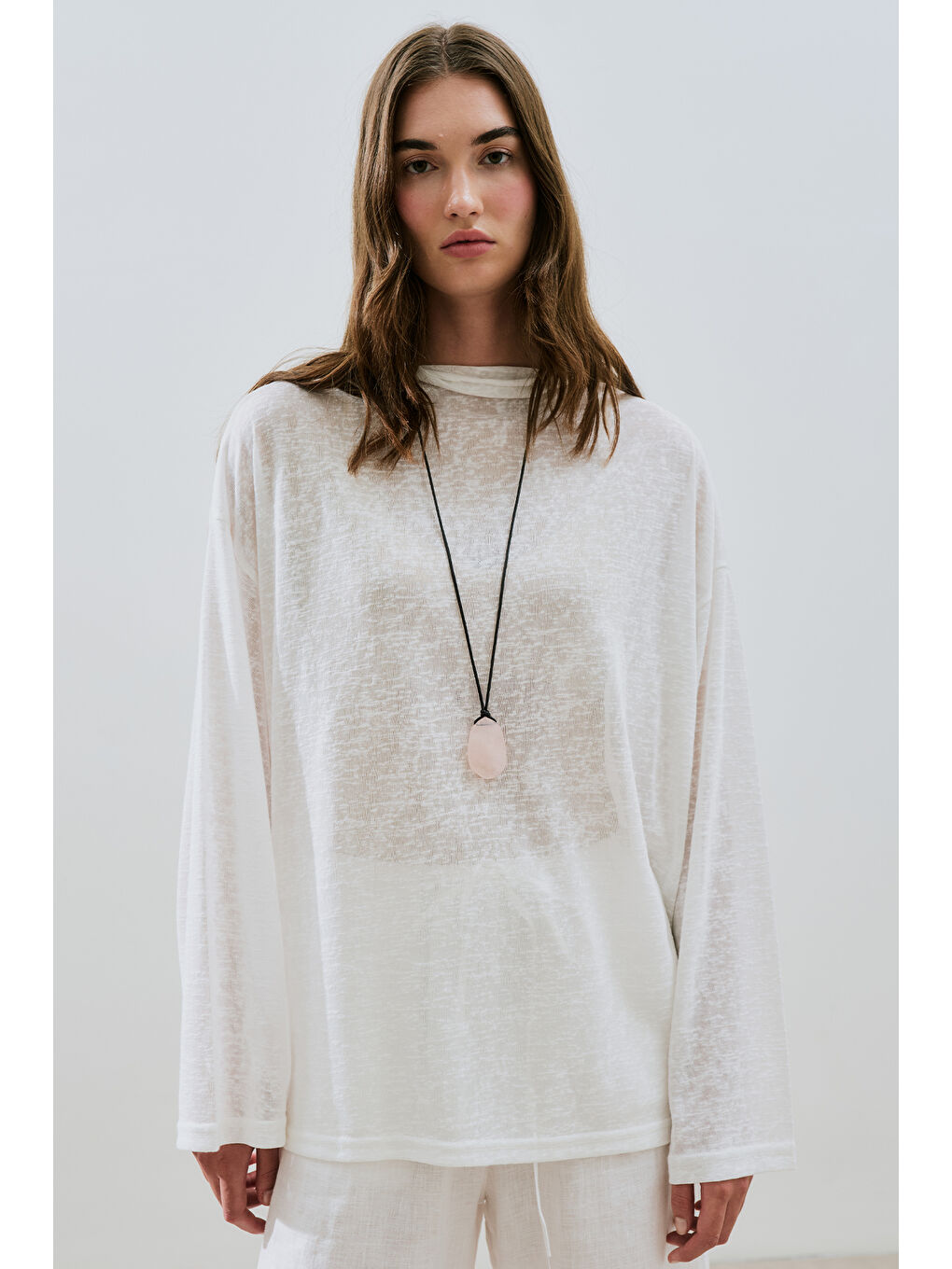 Keten Karışımlı Bluz Ekru