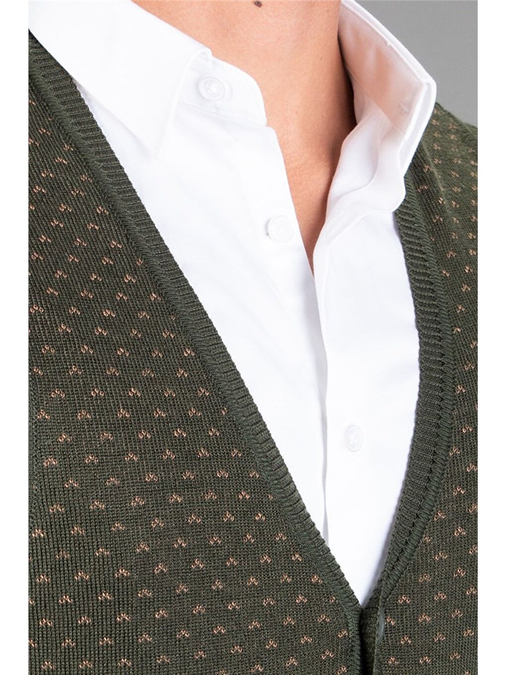 Erkek Desenli Haki Yeşil Yelek-2