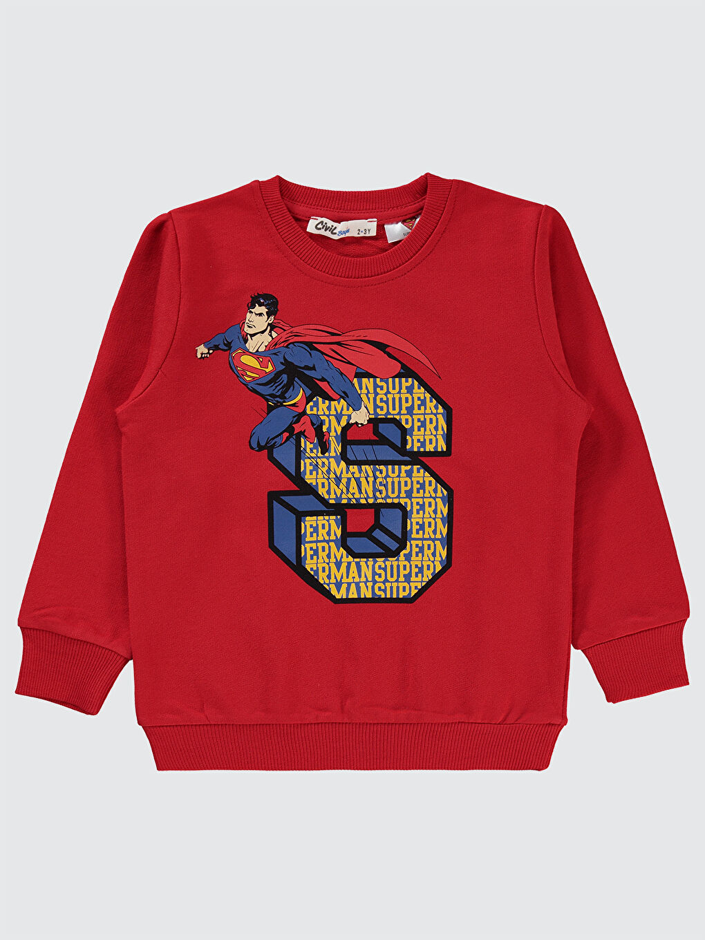 Civil Superman Erkek Çocuk Sweatshirt 2-5 Yaş Kırmızı