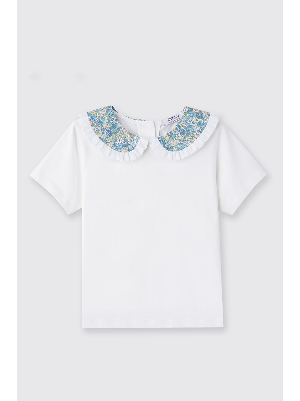 Beyaz Liberty Kumaş Kısa Kollu Kız Bebek Tişört