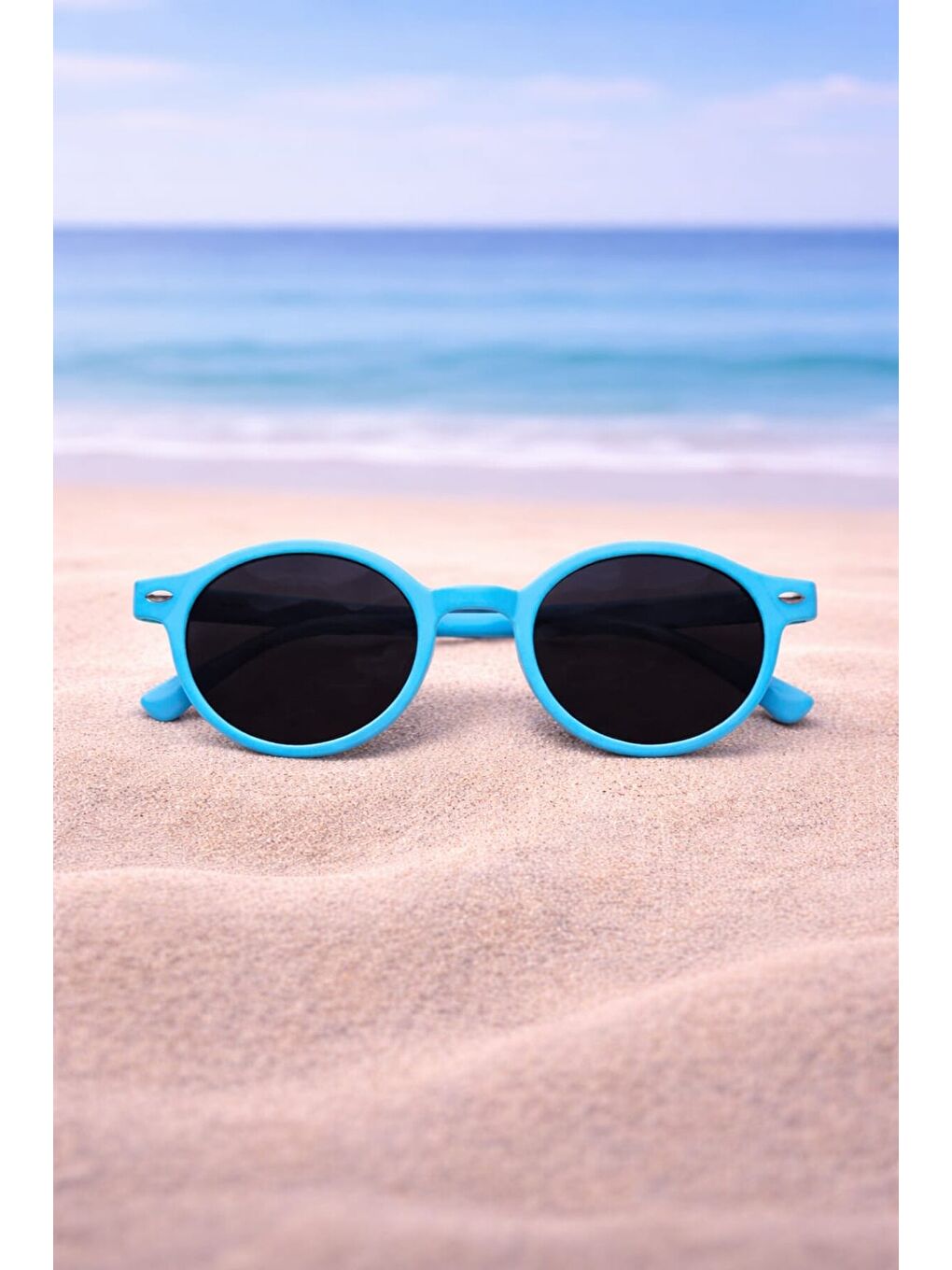 Mavi Çocuk Desenli Mayo Takımı - Bone ve Güneş Gözlüğü Hediyeli 2'li Set 12716-1