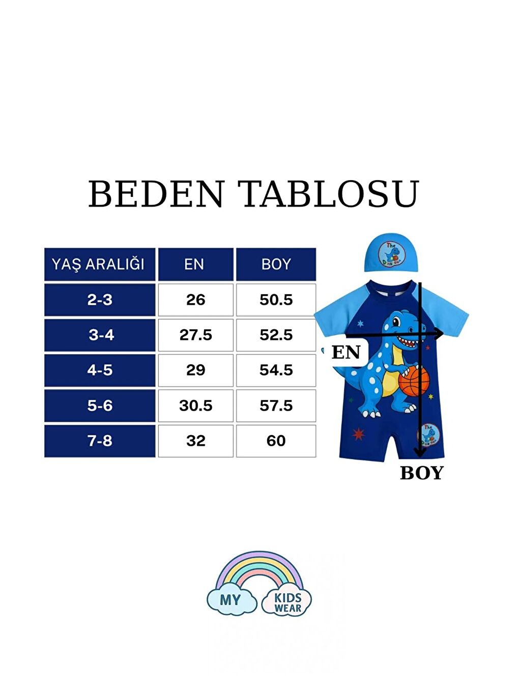 Mavi Çocuk Desenli Mayo Takımı - Bone ve Güneş Gözlüğü Hediyeli 2'li Set 12716-2