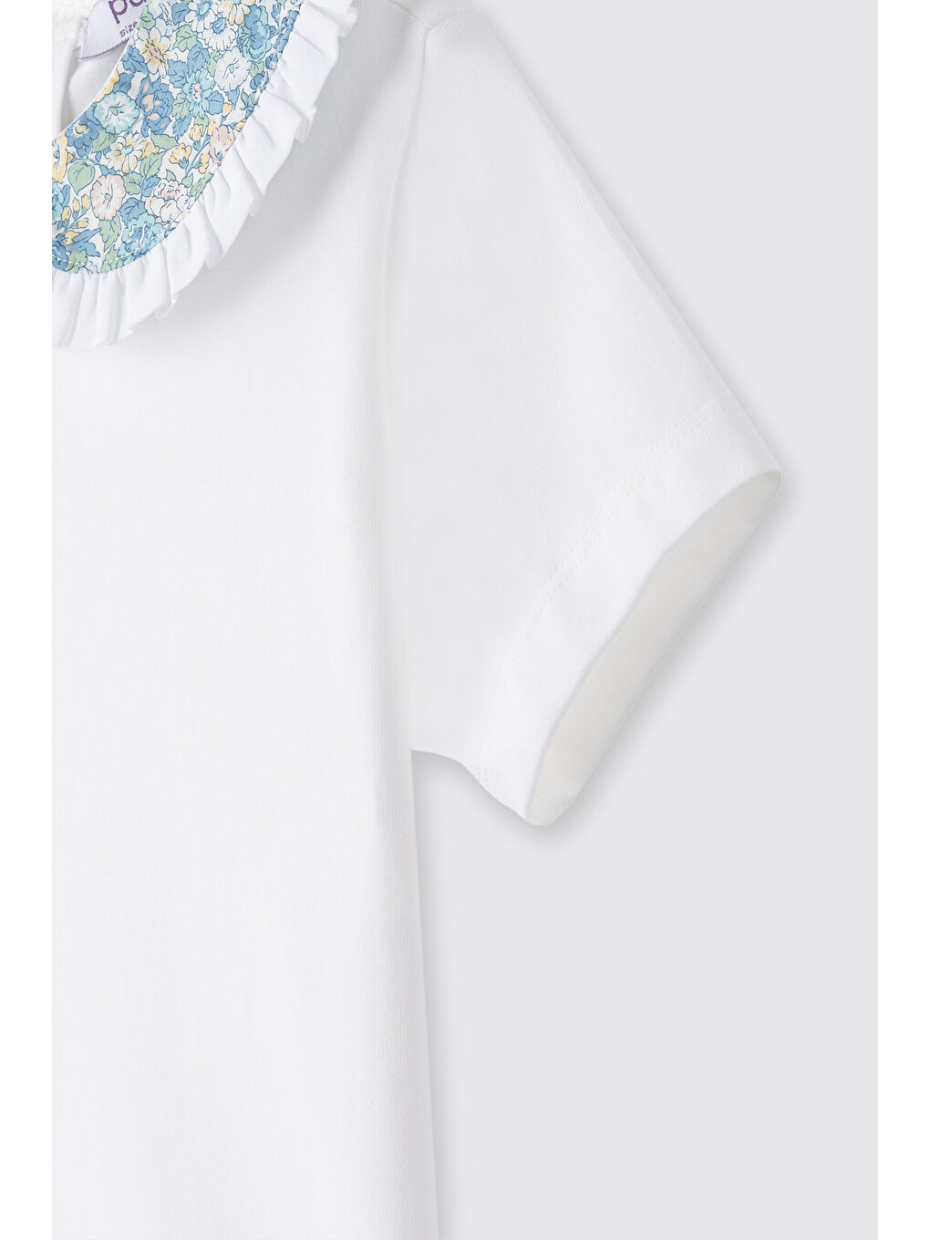 Beyaz Liberty Kumaş Kısa Kollu Kız Bebek Tişört-1