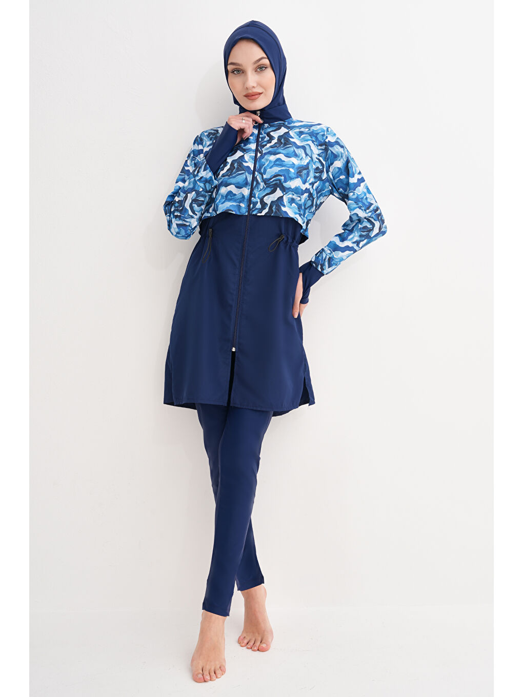 Lacivert Tam Kapalı Tesettür Mayo 2322 Pera Granit