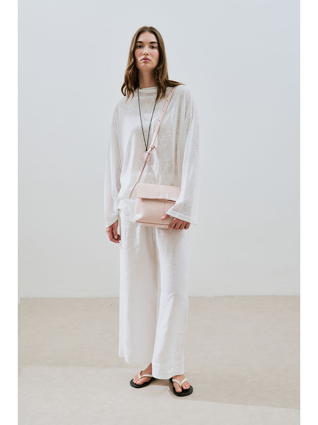 Keten Karışımlı Bluz Ekru-3