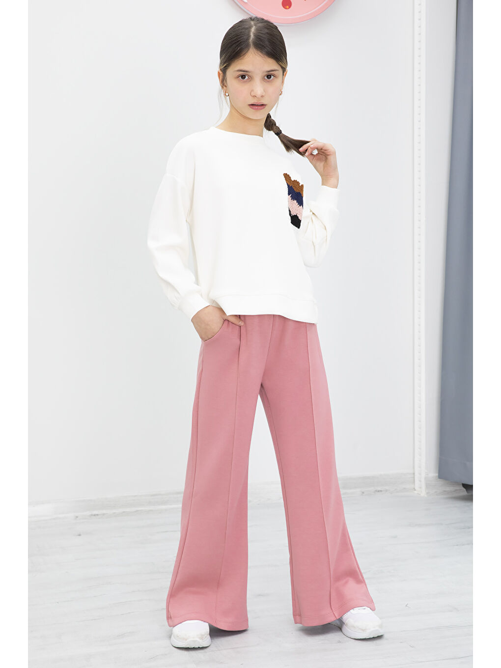 Pembe Dantel Cepli İspanyol Paça Kız Çocuk Alt Üst Takım 19978-2