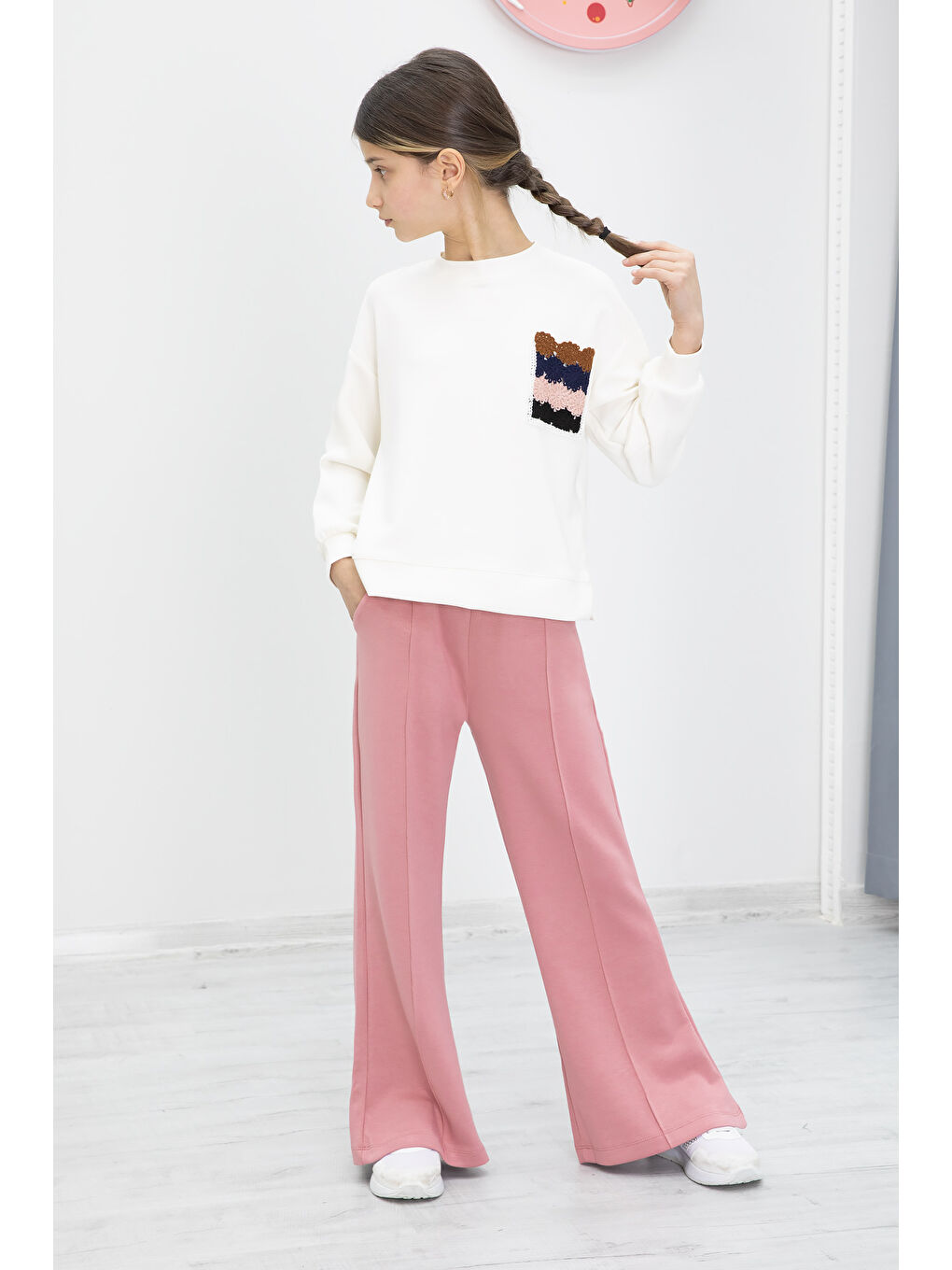 Pembe Dantel Cepli İspanyol Paça Kız Çocuk Alt Üst Takım 19978-4