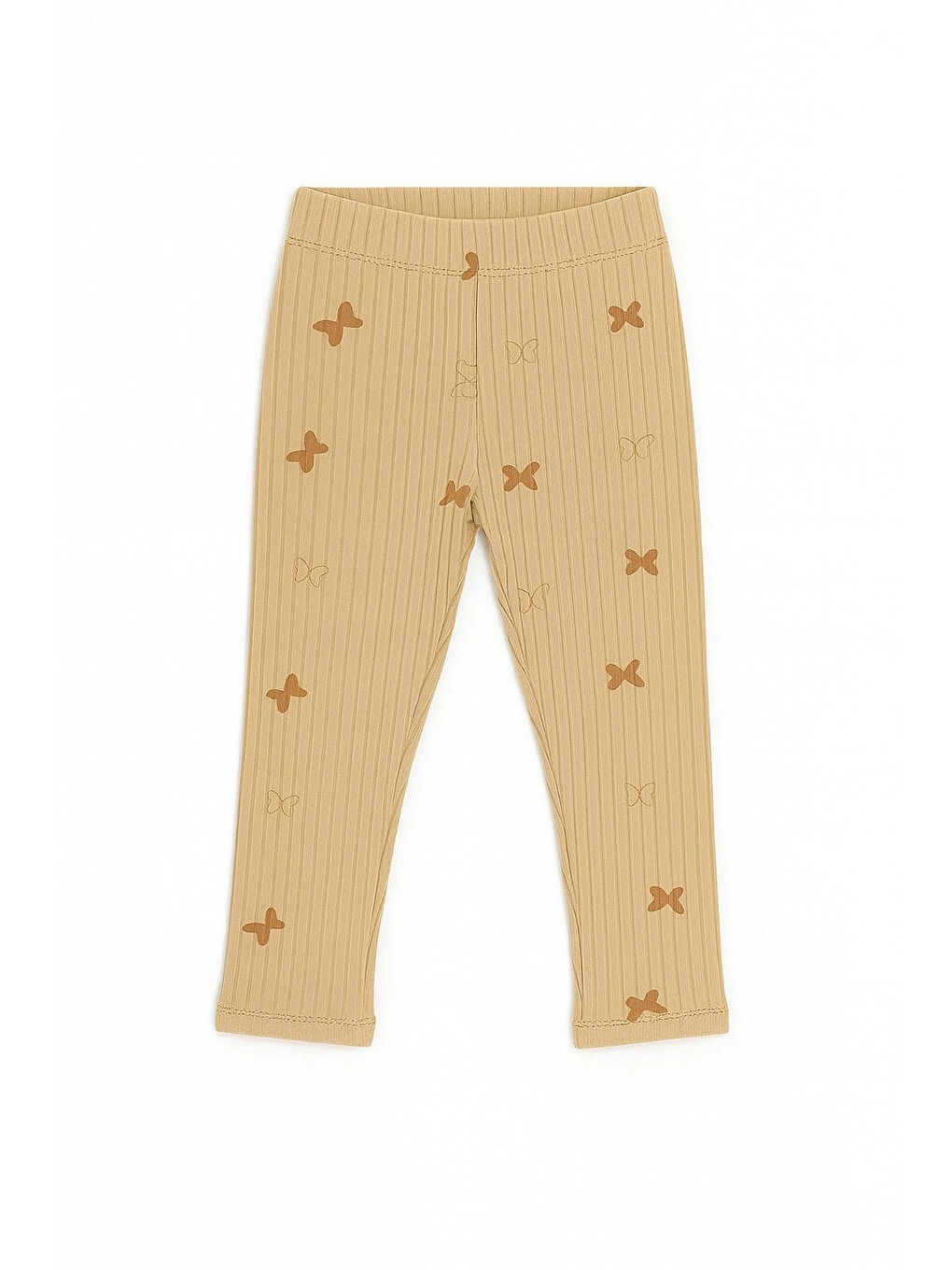 Bej Kelebek Baskılı Kız Çocuk 2'li Tayt 20605-2-2