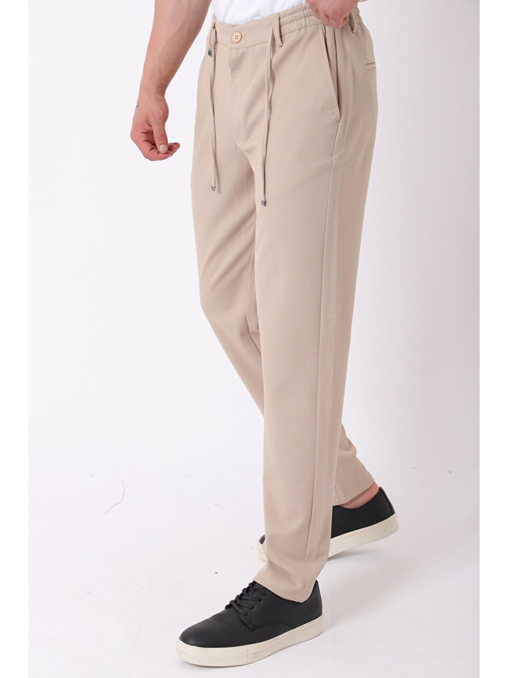 Bej Bel Lastikli Spor En Boy Jogger Pantolon CPT-4_0400-2