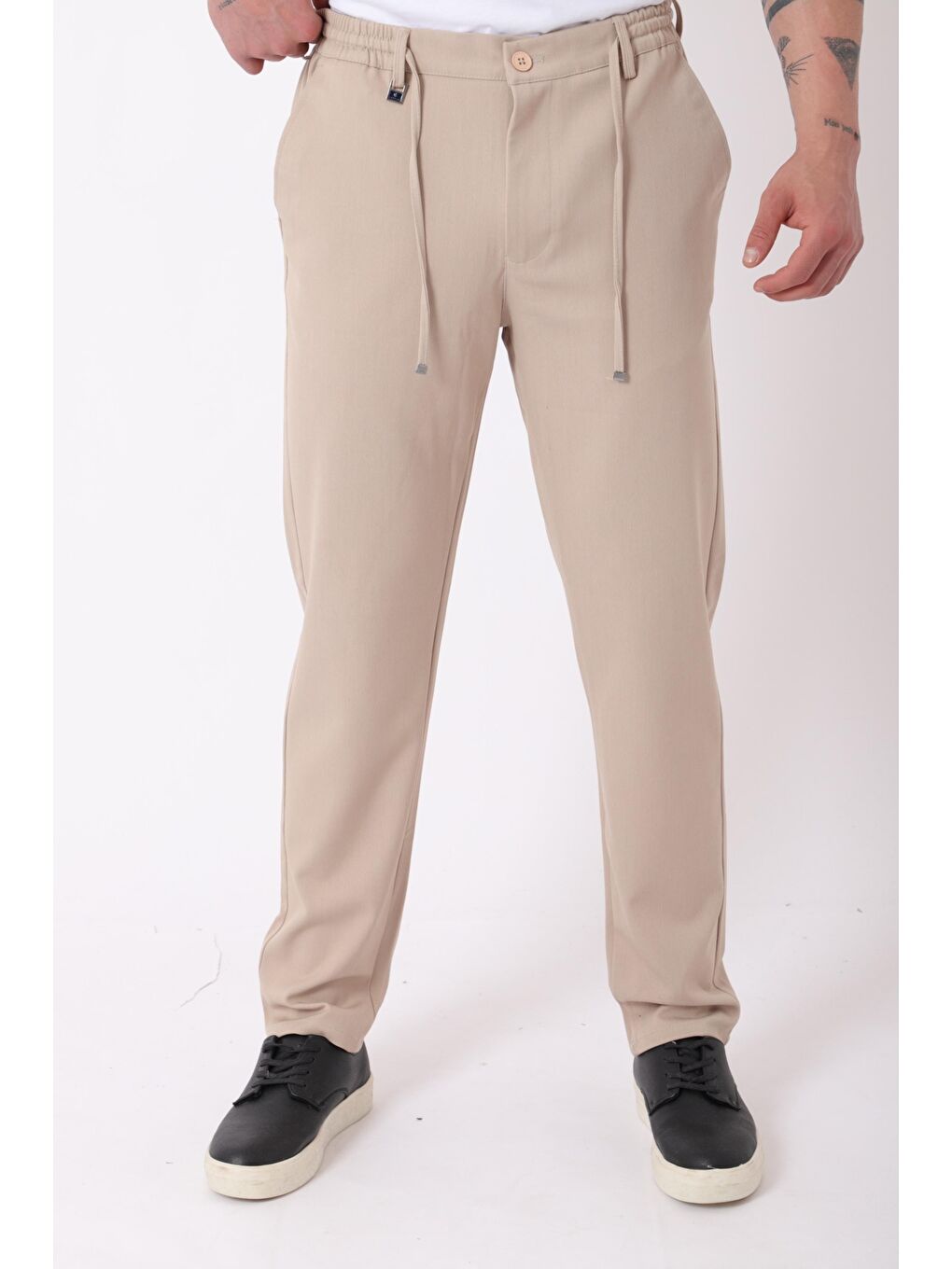 Bej Bel Lastikli Spor En Boy Jogger Pantolon CPT-4_0400-3