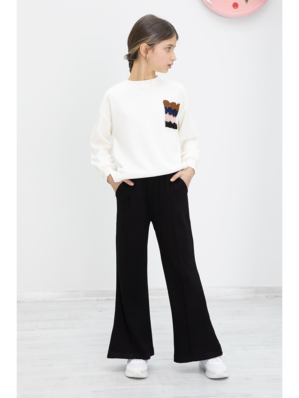 Siyah Dantel Cepli İspanyol Paça Kız Çocuk Alt Üst Takım 19980-2